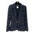 Chanel Veste blazer y tweed Azul marino Seda Algodón  ref.92024