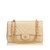 Chanel Bolso Chevron medio doble solapa Castaño Beige Cuero  ref.92212