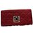 Christian Dior Fabric Wallet.Quilted Bordeaux Closing System Tourned in Natural Amber Dark red Leather  ref.92297