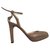 Brian Atwood Talons hauts Cuir Doré Taupe  ref.92560