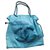 Chanel Tote bag Azul claro Cuero  ref.93583