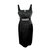 Autre Marque Satin dress with diamontee belt Black Viscose Elastane  ref.98327