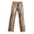Chanel Pantalón de cuero búfalo T.34 chocolate Seda  ref.98595