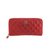 Chanel Carteira de Zip lona metálica acolchoada Vermelho Pano  ref.99054