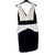 Marchesa Peplum vestido de coctel blanco y negro Seda Poliéster Elastano  ref.99185