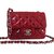 Chanel Mini saco de aba Vermelho Couro envernizado  ref.100003