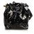 Chanel Saco de balde de cordão de couro envernizado Preto  ref.100348