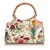Gucci Flora Bamboo Handle Handbag Bianco Multicolore Crudo Tela Panno  ref.102154
