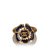 Chanel Anel de camélia Preto Dourado Metal  ref.102270