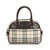 Burberry Plaid Coated Canvas Handbag Brown Multiple colors Beige Leather Cloth Cloth  ref.102271