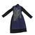 Céline CUBE DRESS lined FACE CACHMERE AND BLADE WOOL Black Blue Leather Cashmere  ref.102347