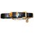 CHANEL black smooth leather belt Golden Metal  ref.102370