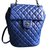Chanel Blue backpack with silver hardware Black Leather  ref.102709