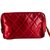 Chanel Embrague Roja Cuero  ref.102814