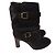 Autre Marque Black Leather Ankle Boots with Straps 9.5 cm Heel Size 40 - view 2