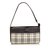 Burberry Baguette de lona revestida de xadrez Marrom Multicor Bege Couro Pano  ref.103094