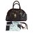 PRADA Black Printed Glace Leather Dome Bowler Bag BL0417  ref.103124