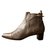 Hermès Botins - trotter Cinza Couro  ref.104237