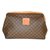 Céline CELINE vintage brown Macadam toilet bag. Orange Leather Synthetic Cloth  ref.104275