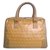 FENDI vintage sac à main toile enduite Zucchino Cuir Synthétique Beige  ref.104356