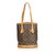 Louis Vuitton Monogram Petit Bucket Brown Leather Cloth  ref.104861
