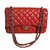 Timeless Chanel Red Jumbo zeitlose Tasche aus Lammfell Rot Leder  ref.105325