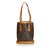 Louis Vuitton Monogram Petit Bucket Brown Leather Cloth  ref.99609