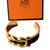 Hermès Armband "Half Bangle" genarbtes Leder Navy Blue / Gold Plate * Collector * Dunkelblau Vergoldet  ref.105521