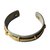 Hermès Vintage Hermes Armband "Half Bangle" in Gold überzogen 18 Karat und weißes genarbtes Leder  ref.105582
