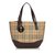 Burberry Plaid Canvas Tote Bag Brown Multiple colors Beige Leather Cloth Cloth  ref.105821