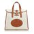 Hermès Feudou Handbag Brown White Beige Cream Leather Cloth Cloth  ref.106220