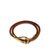 Hermès Jumbo Hook Double Tour-Armband Braun Golden Leder Metall  ref.107246