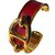 Hermès Cadena de ancla plateada oro de la pulsera de Hermes del vintage 18 quilates y cuero granulado Burdeos Chapado en oro  ref.107313