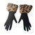 Chanel Gloves Black Leopard print Leather Fur  ref.109524