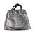 Schöne Yves Saint Laurent-Einkaufstasche Schwarz Silber Lammfell  ref.110026