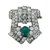inconnue Art Deco brooch, emerald, diamonds, platinum and white gold.  ref.110444