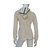 Céline Off-White Ivory Zipped Velour Hooded Sweatshirt Hoodie Size S SMALL Beige Cotton Polyester  ref.110763