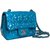 Chanel avec carte! mini rabat classique intemporel Cuir Cuir vernis Bleu Bleu clair Turquoise  ref.111205