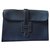 Hermès Hermoso bolso de mano Jige Hermes vintage sin usar. Azul oscuro Cuero  ref.113093