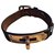 Bracelet Hermès "Kelly"en Plaqué Or  et Cuir de Veau Noir  ref.113572