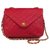 Chanel Mademoiselle vintage vermelho acolchoado bolsa de couro, jóias de ouro em bom estado!  ref.115460