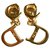 Christian Dior vergoldete vintage Logo-Ohrringe Golden Metall  ref.115470