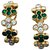 inconnue Yellow gold "fleurette" earrings, diamonds and emeralds.  ref.115716