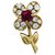 Clipe Vintage Van Cleef & Arpels, Coleção "Fleurette", Ouro amarelo, diamantes e rubis. Ouro branco  ref.115724