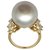 inconnue Yellow gold ring set with cultured pearl from Australia and shuttle diamonds.  ref.115824