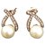 Autre Marque Pair of vintage earrings with fancy pearl and rhinestones White Metal  ref.115918
