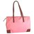 Le Tanneur Handbags Brown Pink Leather Cloth  ref.116033