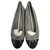 CHANEL LEATHER BALLERINA (grained calf) taille 38 / NEW & NEVER SERVED Black Grey  ref.116051