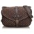 Louis Vuitton Monogram Mini Lin Saumur Brown Leather Cotton Cloth  ref.116079