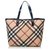 Burberry Plaid Canvas Tote Bag Brown Multiple colors Beige Leather Cloth Cloth  ref.116359